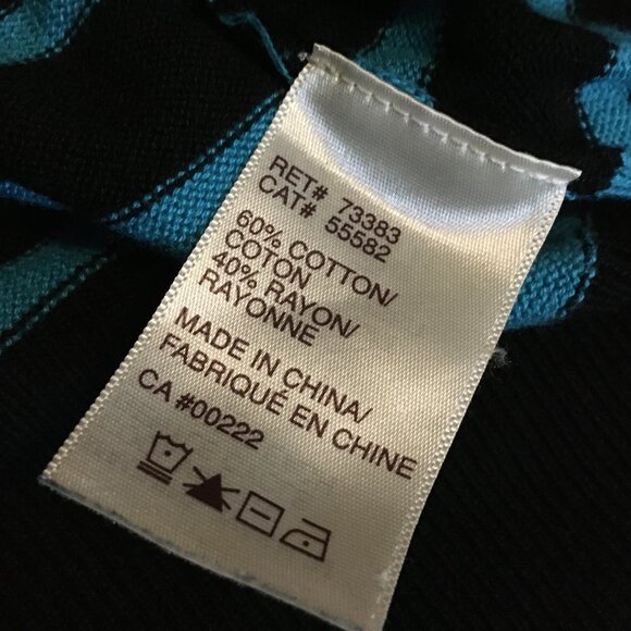 Vintage Y2K Striped Turquoise and Black Crewneck Sweater - Picture 11 of 15